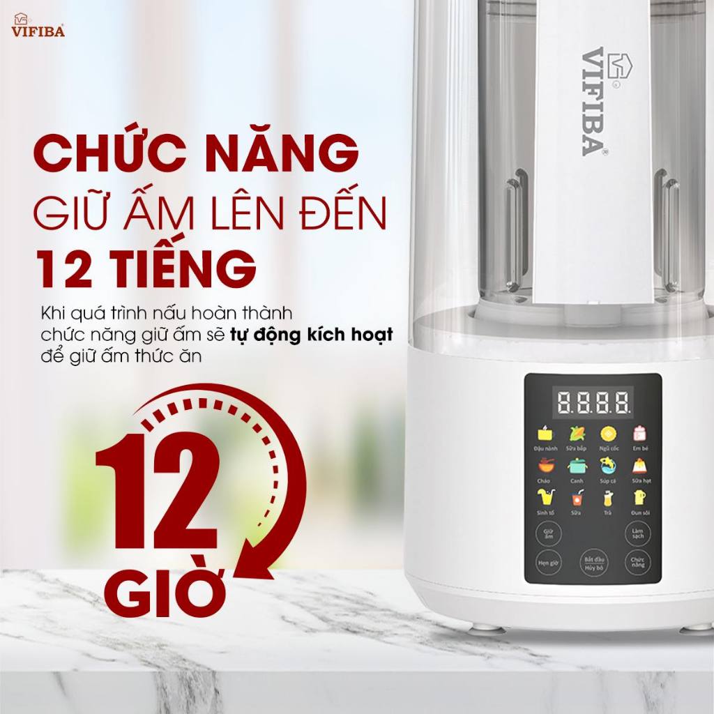 Ảnh Máy Làm Sữa Hạt Chống Ồn 15in1 Chính Hãng Vifiba, Máy Xay Nấu Đa Năng, Nấu Cháo, Hầm, Súp, VE16 3