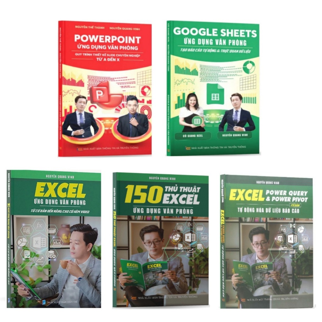 Combo 5 Cuốn Excel - Word - PowerPoint - Google Sheets - 150 Thủ Thuật ...