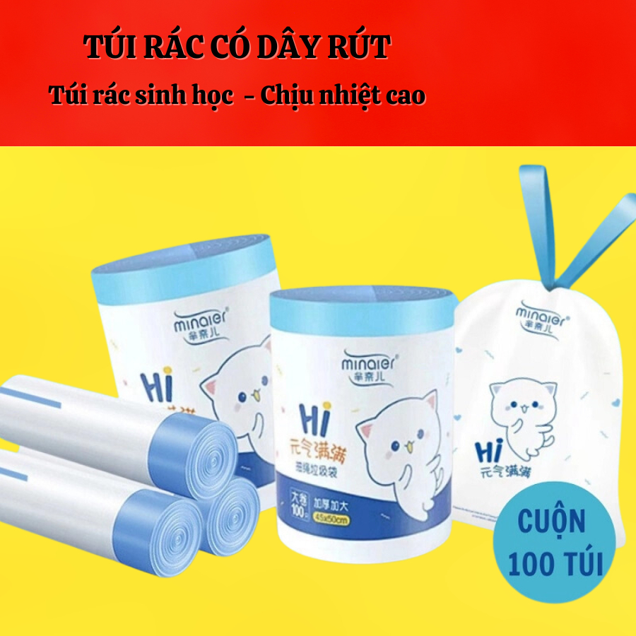 Túi Đựng Rác Có Dây Rút- Bao Rác Có Quai- Cuộn 100 Túi - Siêu Dai, Chịu ...