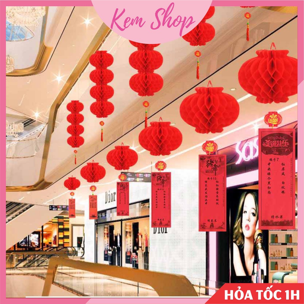 Đèn lồng đỏ nhiều tầng chống nước trang trí lễ hội, trang trí đám cưới - K374