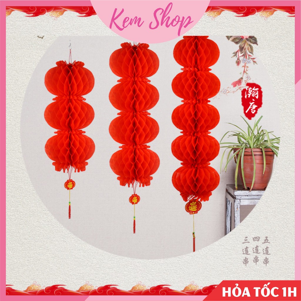 Đèn lồng đỏ nhiều tầng chống nước trang trí lễ hội, trang trí đám cưới - K374