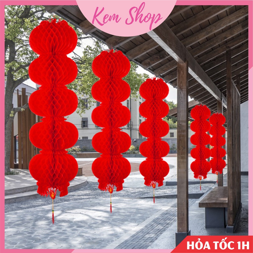 Đèn lồng đỏ nhiều tầng chống nước trang trí lễ hội, trang trí đám cưới - K374