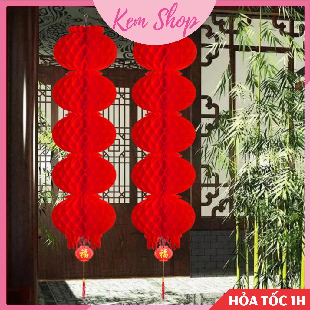 Đèn lồng đỏ nhiều tầng chống nước trang trí lễ hội, trang trí đám cưới - K374