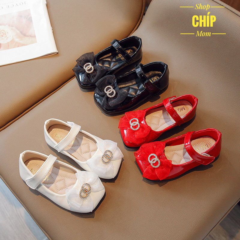 giày búo bê bé gái giày bệt cho bé da bóng mềm êm chân chống trượt MG BABY full box cho bé từ 1 tuổi nơ xinh xắn V988