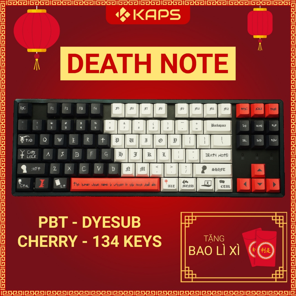 Keycap Death Note | Nhựa PBT | Profile Cherry | In dyesub | 134 nút cho ...