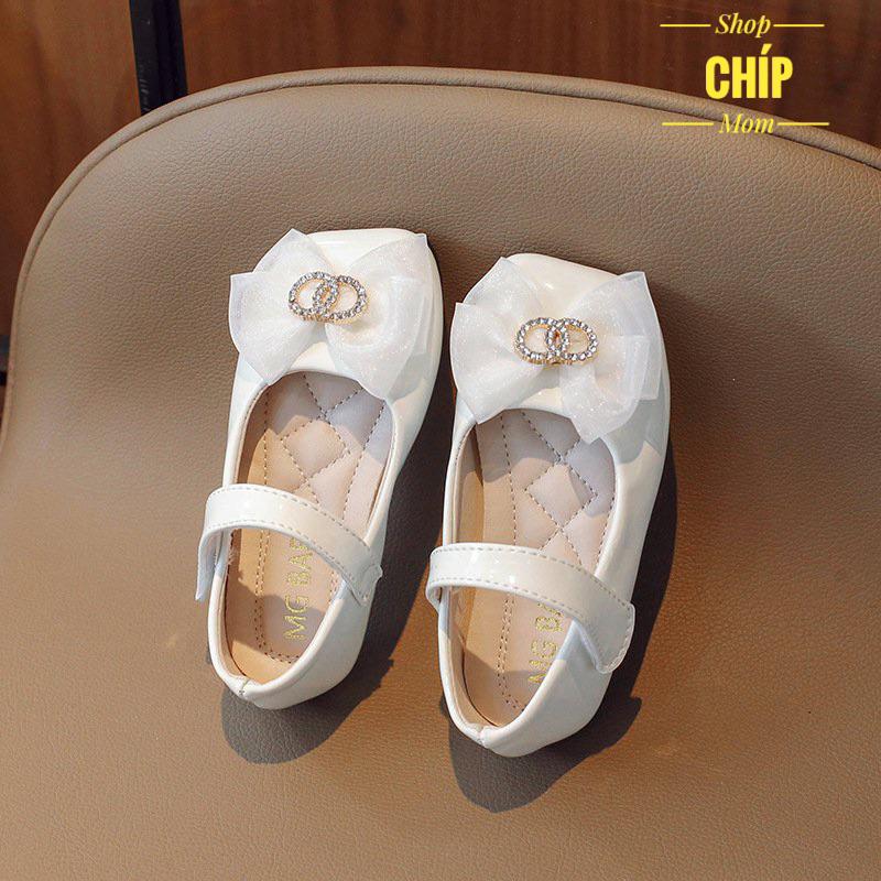 giày búo bê bé gái giày bệt cho bé da bóng mềm êm chân chống trượt MG BABY full box cho bé từ 1 tuổi nơ xinh xắn V988