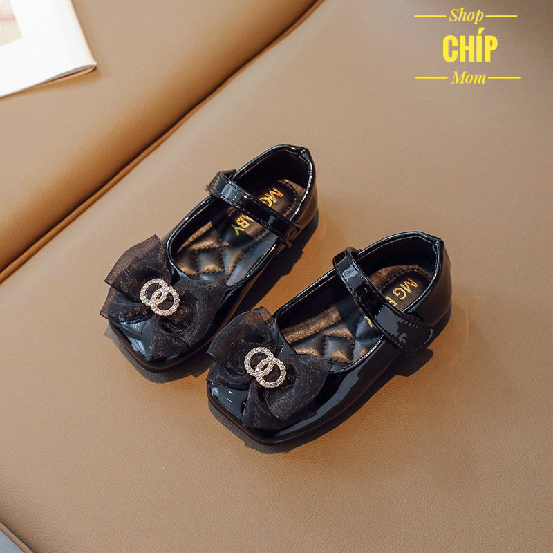 giày búo bê bé gái giày bệt cho bé da bóng mềm êm chân chống trượt MG BABY full box cho bé từ 1 tuổi nơ xinh xắn V988