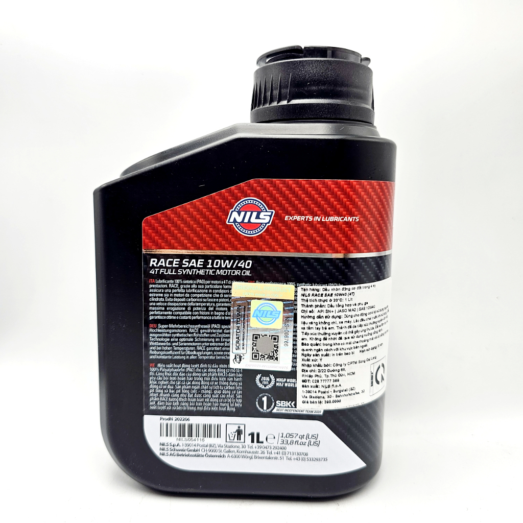 Nhớt tổng hợp siêu cao cấp Nils Race 10W40 cho xe số, côn tay- Sản xuất ...