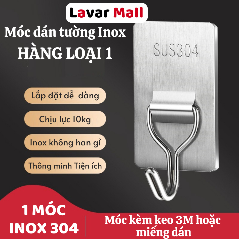 Móc dán tường INOX siêu dính treo đồ không cần khoan đục tiện lợi LAVAR ...