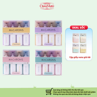 Bút Highlight Dạ Quang Nhớ Dòng Macarons CLASSMATE Nhũ Lấp Lánh Màu Pastel Cao Cấp- Hộp 4 Bút HL0006S