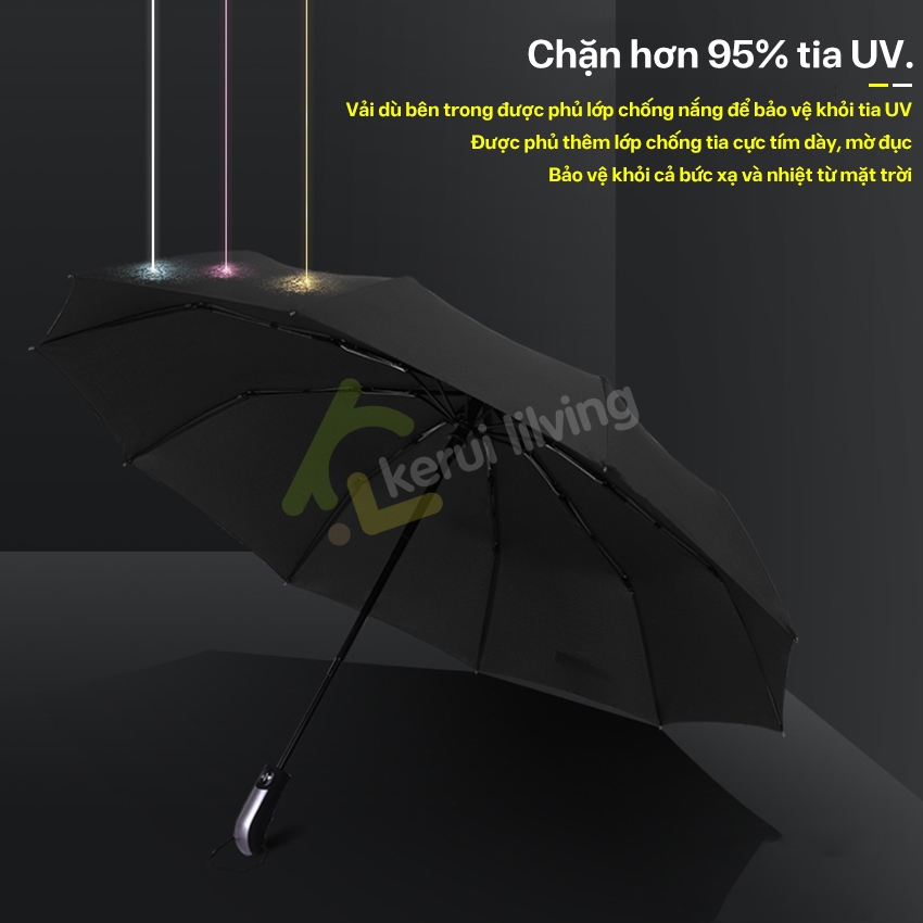 Dù gấp gọn KWAI ô che nắng mưa cầm tay, tự động bật tắt, chống tia UV, ô dù che nắng mưa, chống tia