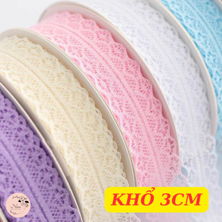Dây ruy băng vải ren bản 3cm nhiều màu sắc làm phụ kiện,trang trí, gói quà, thủ công handmade (bán 2 mét, 5 mét)