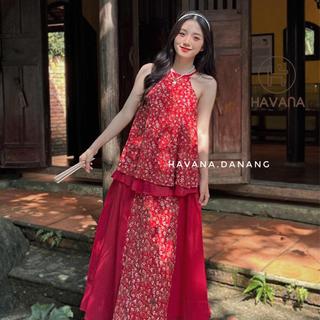 Set áo yếm TUYẾT MAI kèm chân váy voan tơ HAVANA SAT24