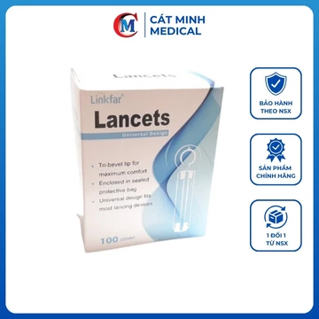 Hộp 100 Kim Lấy Máu Tiểu Đường Linkfar Lancets - Kim Tròn Thử Đường Huyết Vô Trùng Tiện Lợi