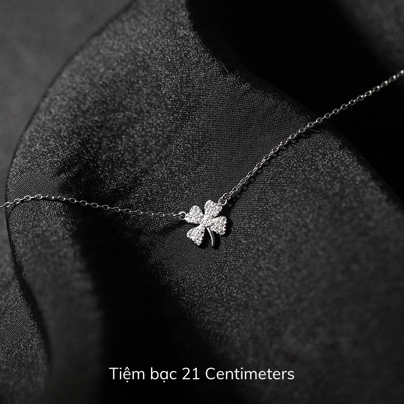 Ảnh Dây chuyền bạc Cỏ 4 lá đính đá, Dây chuyền Tiệm bạc 21Centimeters 2