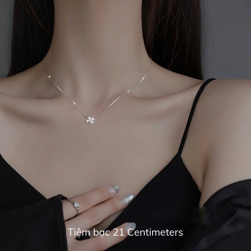 Ảnh Dây chuyền bạc Cỏ 4 lá đính đá, Dây chuyền Tiệm bạc 21Centimeters 1