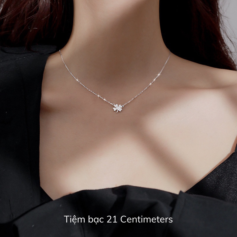 Ảnh Dây chuyền bạc Cỏ 4 lá đính đá, Dây chuyền Tiệm bạc 21Centimeters 3