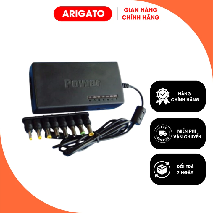 Sạc Laptop Dell HP Acer Xịn 18.5V 19V 4.62A 4.7A 3.33A 3.5A - Sạc Latop Đa Năng 8 Đầu Sạc Khác Nhau Cho Laptop ARIGATO