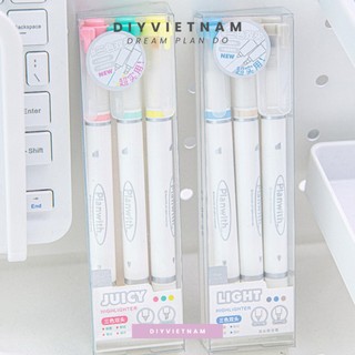 BỘ BÚT PLAN DẠ QUANG 3 CÂY 2 ĐẦU