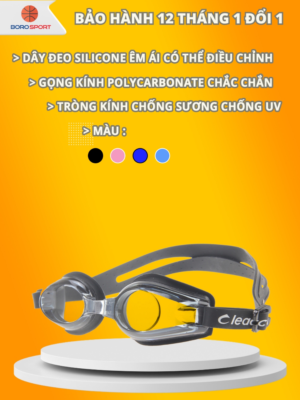 Ảnh Kính Bơi Giá Tốt Kiếng Bơi Chính Hãng Chống Sương Chống UV Đệm Mắt Cao Su Dây Đeo Êm Ái Cleacco SG8100 Boro Sport 1