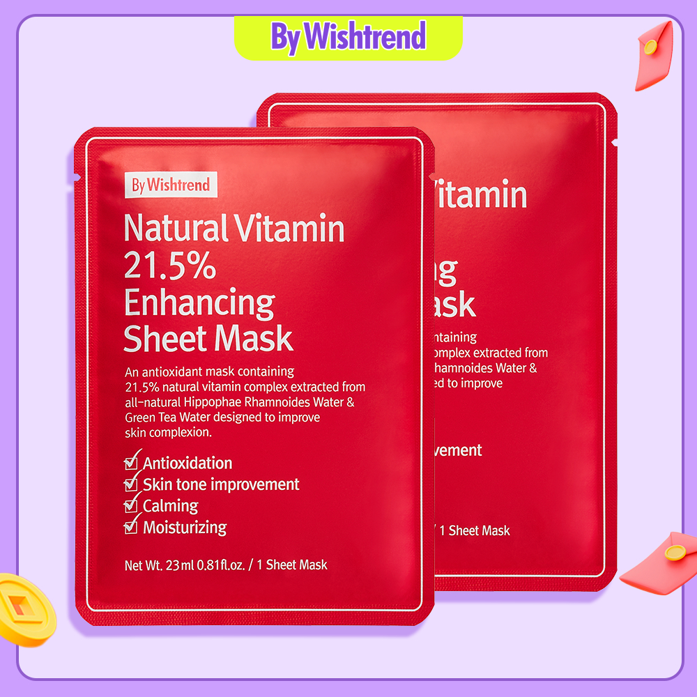 Ảnh 2 Mặt nạ dưỡng trắng da BY WISHTREND NATURAL VITAMIN 21.5% ENHANCING SHEET MASK 23ml 1
