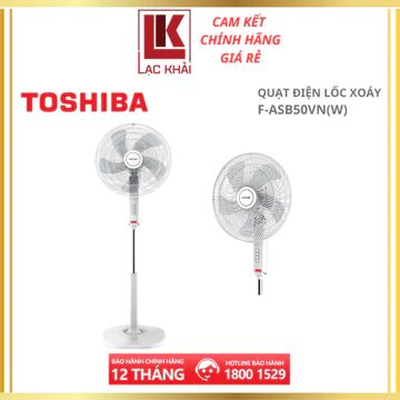 Quạt đứng 5 cánh Toshiba F-ASB50VN(W) Trắng, Động cơ bạc đạn, Công suất 55W - Hàng chính hãng
