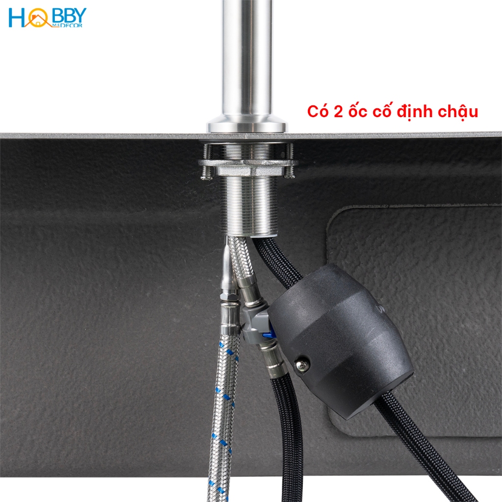 Vòi rửa chén bát dây rút lạnh 2 chế độ inox 304 Hobby home decor VDR14
