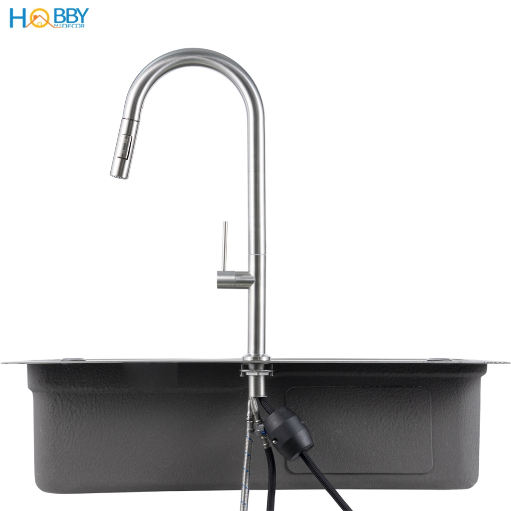 Vòi rửa chén bát dây rút lạnh 2 chế độ inox 304 Hobby home decor VDR14