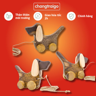 Chó Gỗ Lắc Tai Bé Kéo Đi Chơi Bằng Gỗ Tự Nhiên, Bộ đồ chơi cho bé, Đồ Chơi Bằng Gỗ Chàng Trai Gỗ