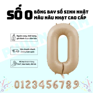 Bóng Số Tuổi Màu Caramel cao cấp, sang trọng trang trí bữa tiệc sinh nhật hot trend 2024 - Số 0