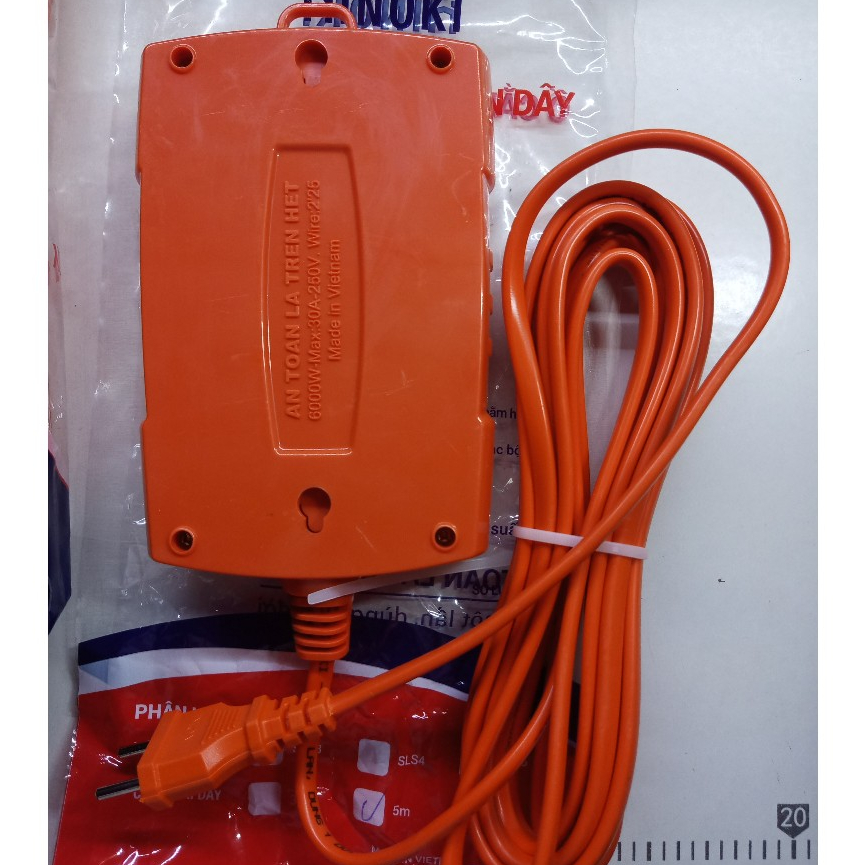 Ổ cắm điện chịu tải liền dây 6 cặp lỗ HINOKI, chịu tải cao công suất max 6000W - 30A