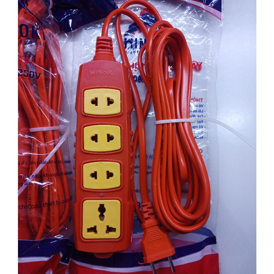 Ổ cắm điện chịu tải liền dây 4 cặp lỗ HINOKI, chịu tải cao công suất max 6000W - 30A