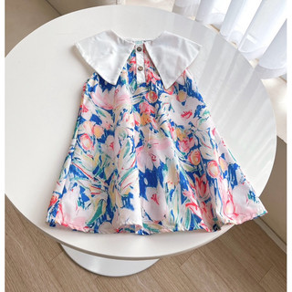 Váy bé gái dáng suông cổ cách điệu thô cotton mặc đi chơi đi biển thoáng mát xinh xắn 1-6 tuổi (9-26kg) N0073 BUNNYKIDS