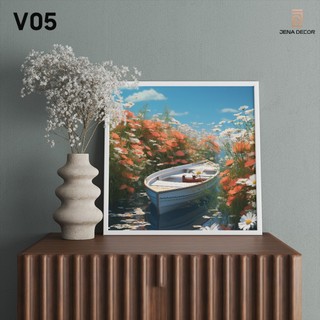Tranh Vuông Đồng Quê treo tường Tráng gương siêu bóng