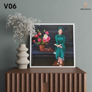 Tranh Vuông Đồng Quê treo tường Tráng gương siêu bóng