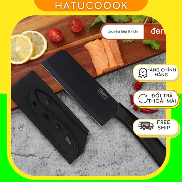 Bộ dao nhà bếp,dao nhà bếp HATUCOOK từ thép đen, không hoen gỉ,phong cách nhật bản,có vỏ bảo vệ ngoài,cán dao nhựa ABS