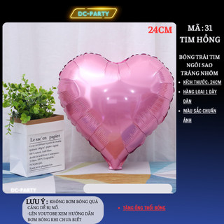Trái tim ngôi sao bóng tráng nhôm cao 25cm DC PARTY trang trí sinh nhật cưới hỏi sự kiện