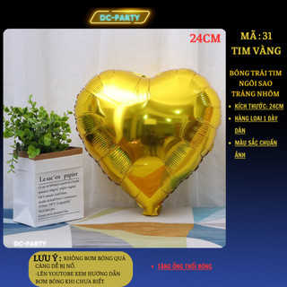 Trái tim ngôi sao bóng tráng nhôm cao 25cm DC PARTY trang trí sinh nhật cưới hỏi sự kiện