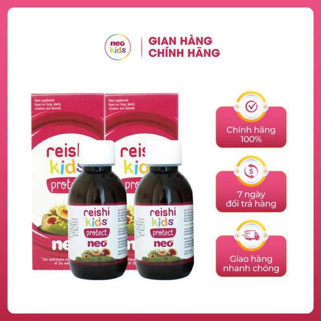 Combo 2 hộp Tăng Đề Kháng Reishi Kids Protect cho bé chai 150ml