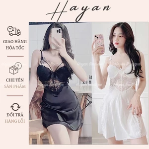 HT181 Váy ngủ sexy phối ren triết eo có GỌNG kèm ĐỆM LÓT, đồ ngủ lụa hở lưng gợi cảm HT181