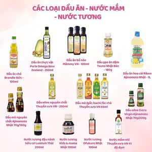 Tổng hợp các loại dầu ăn cho bé ăn dặm. dầu olive, gạo, óc chó, mè, hạt cải...