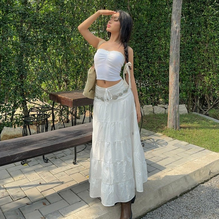 [HÌNH CHÍNH CHỦ] Chân Váy Maxi Dáng Dài Pepper Clothing Chân Váy Trắng Xoè Nhiều Tầng Dây Rút May Hai Lớp - Fiona Skirt | BigBuy360 - bigbuy360.vn