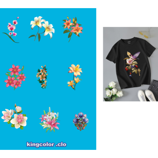Hình ủi ép  áo hình hoa áo-ủi trực tiếp lên áo bằng bàn ủi(THEO YÊU CẦU IN BOX SHOP) Gí khuyến mãi