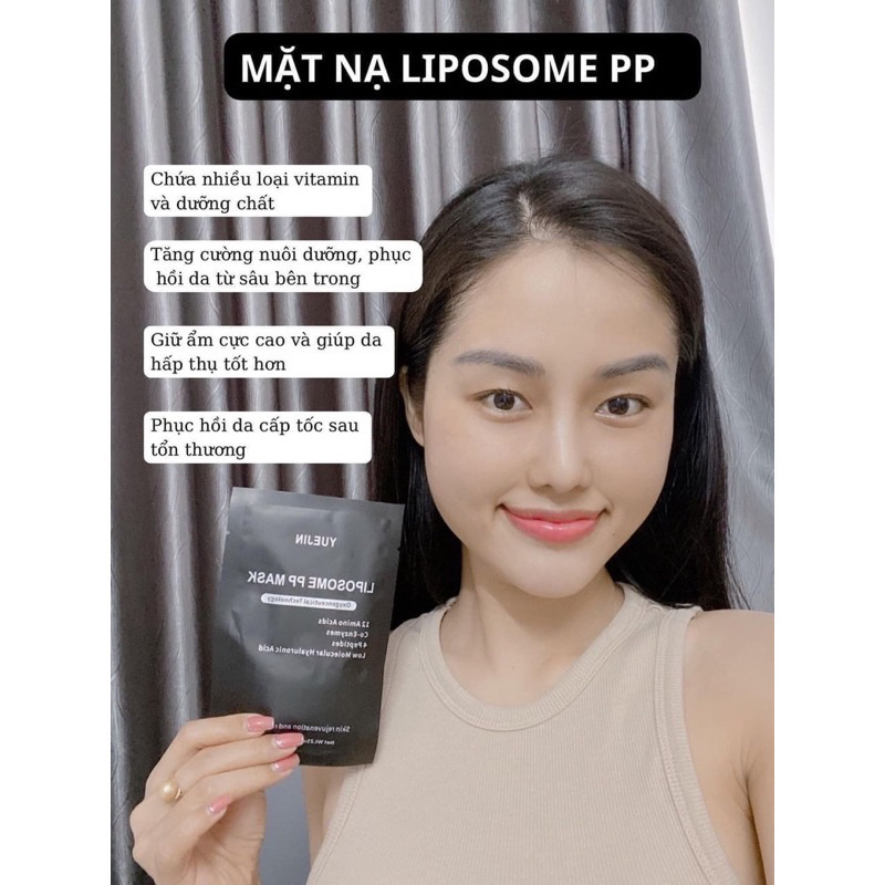 5-10-20 miếng Mặt nạ Yuejin Liposome PP Mask (ĐEN) 25ml hạn 2028 công ty tem phụ (1 hộp 10 miếng) IS427