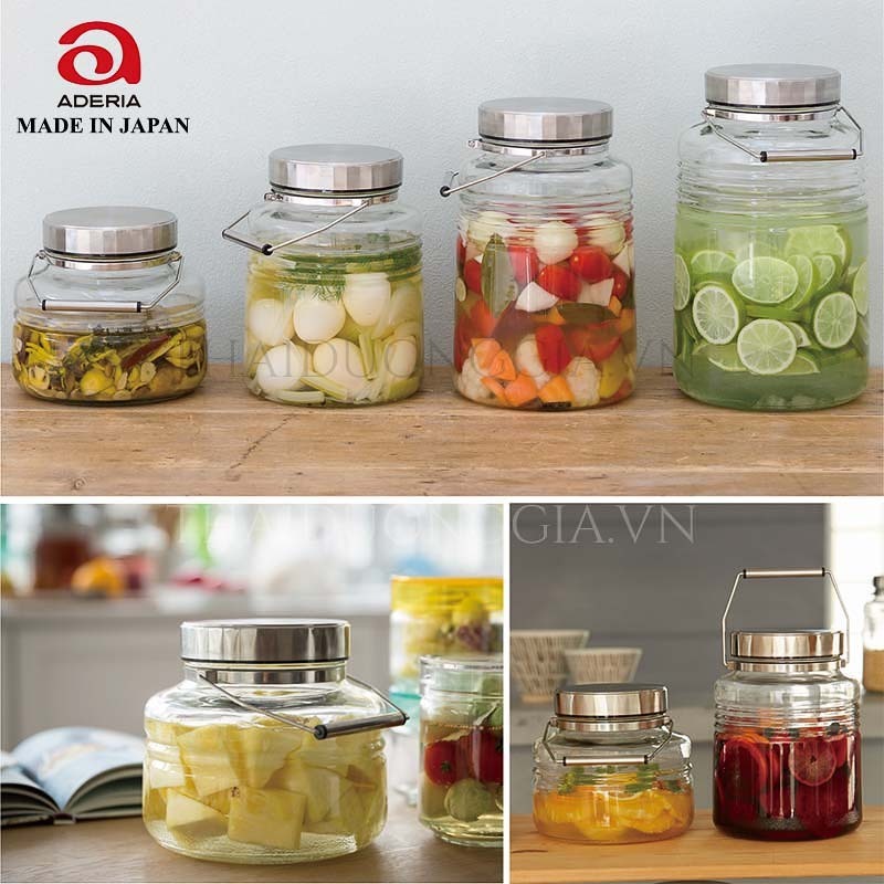 Bình ngâm thủy tinh chuyên dụng Nhật Bản Aderia 3L, 4L, 5L, 8L ngâm rượu, hoa quả - Thái Dương Gia
