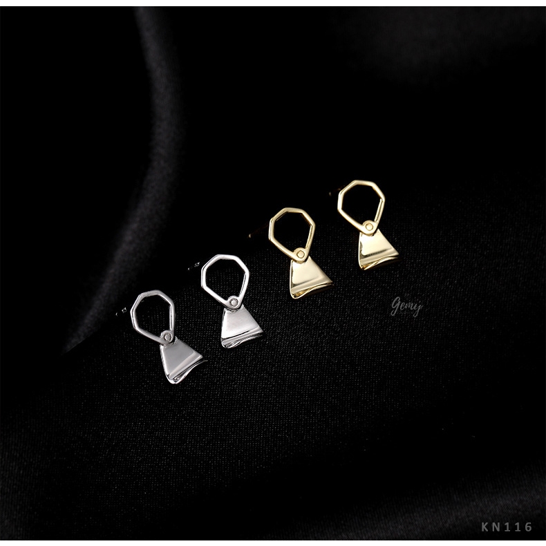Khuyên tai nam bạc 925 thiết kế hình nắp bia mạ vàng cực chất (1 chiếc) | GEMY SILVER KN116