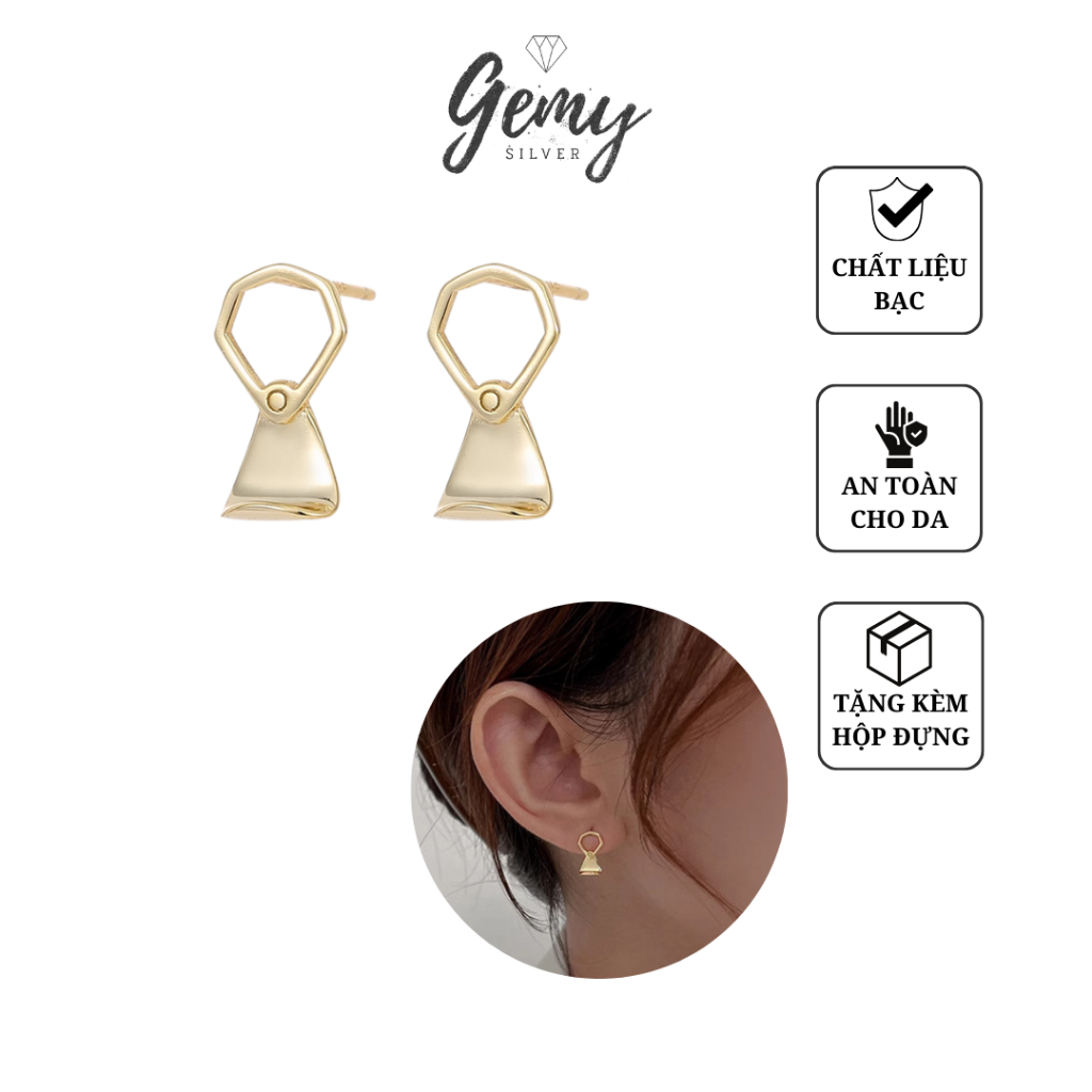 Khuyên tai nam bạc 925 thiết kế hình nắp bia mạ vàng cực chất (1 chiếc) | GEMY SILVER KN116