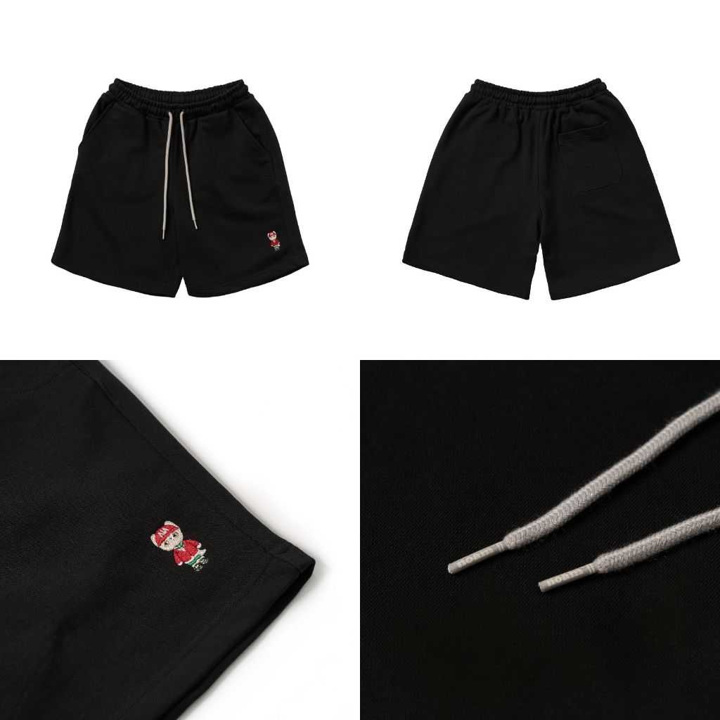 Ảnh Quần Short Unisex NOAM Original Fox Vải nỉ mềm mịn - Màu Đen/ Trắng/ Xám 3