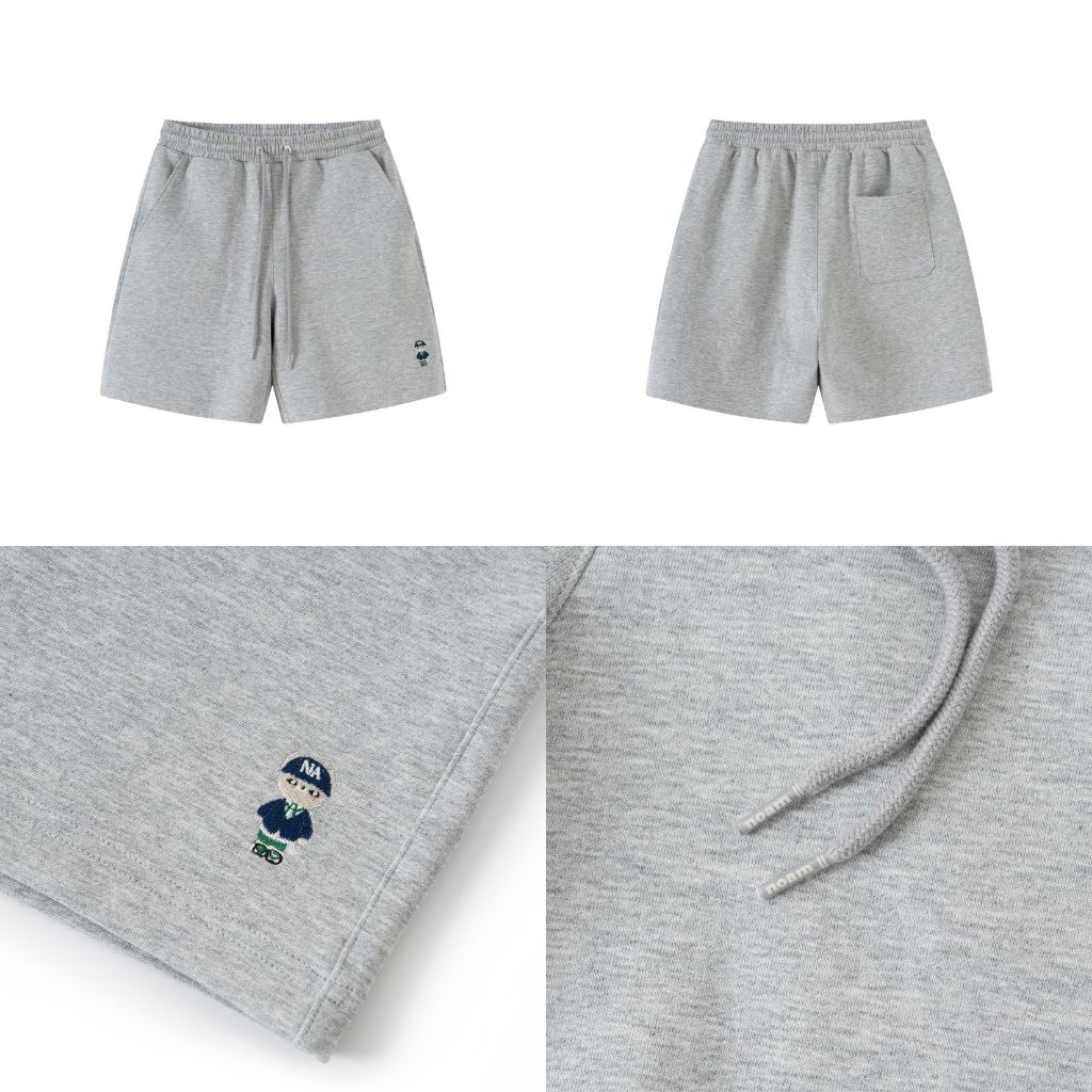 Ảnh Quần Short Unisex NOAM Original Fox Vải nỉ mềm mịn - Màu Đen/ Trắng/ Xám 4