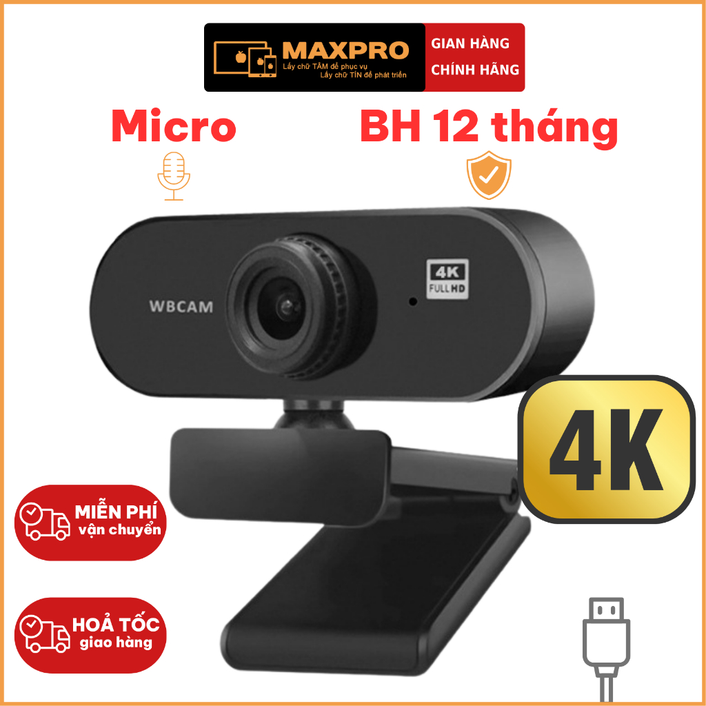 cam 4K 2K Livestream có Mic cho PC, Laptop, Trợ sáng cực tốt, webcam